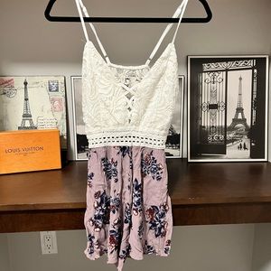 Floral and lace romper
